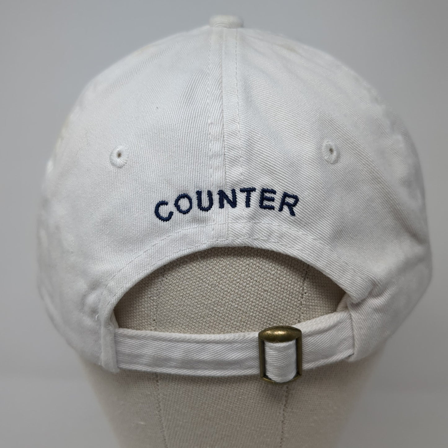 B Counter Slideback Baseball Cap White One Size Adjustable Embroidered 6 Panel