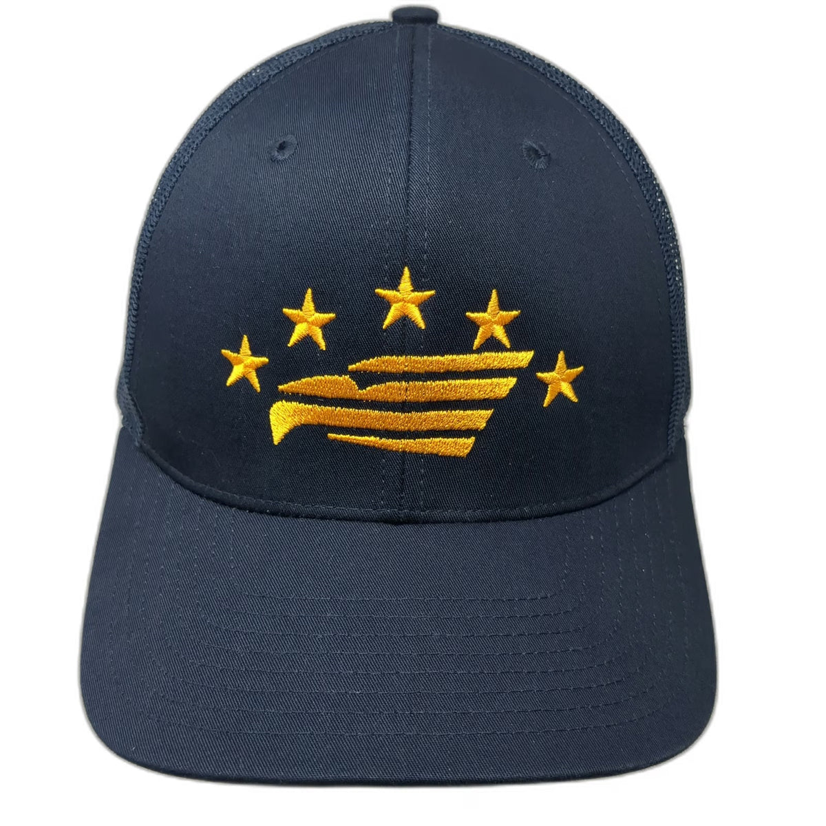 Richardson Trucker Hat Blue Yellow One Size Fear The Talon Eagle Logo Mesh Back