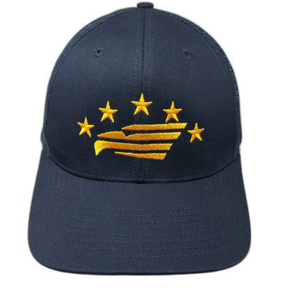 Richardson Trucker Hat Blue Yellow One Size Fear The Talon Eagle Logo Mesh Back