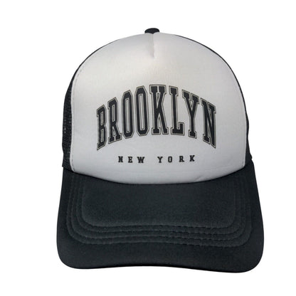 Brooklyn New York Snapback Trucker Hat Black One Size Mesh Back Colorblock