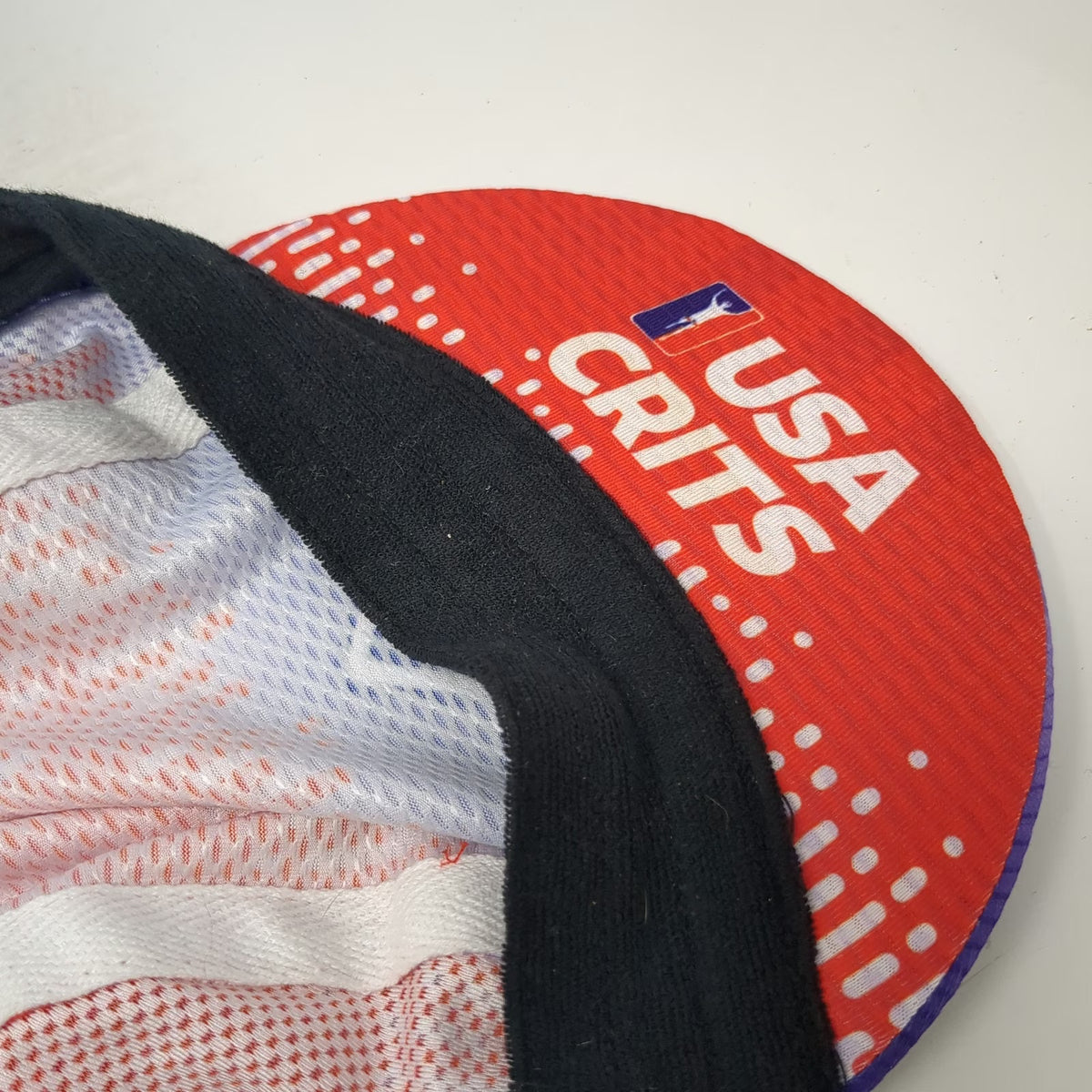 Jakroo 5 Panel Cap Purple Red L/XL USA Crits Cycling Hat Flip Up Brim Polyester