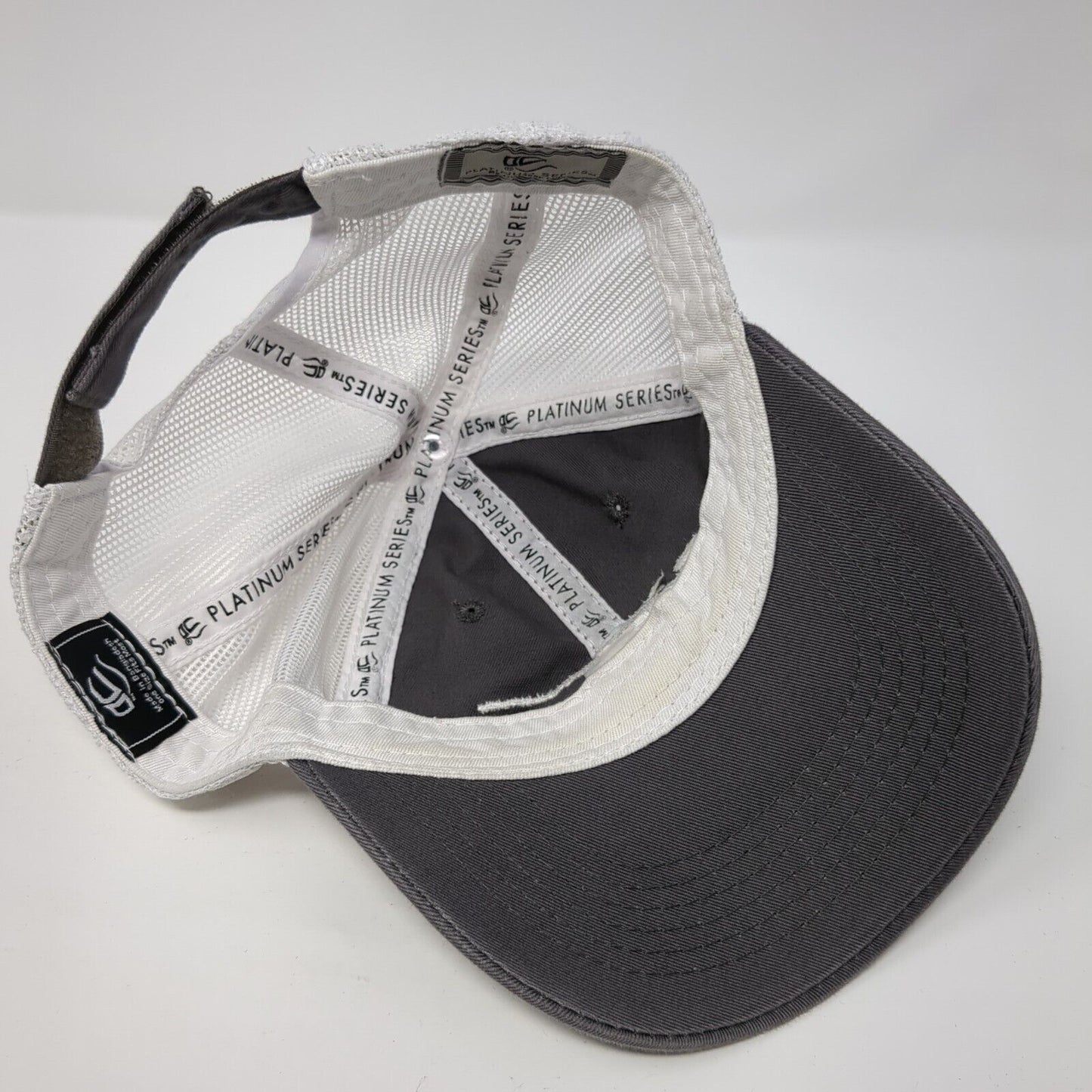 Bergara Strapback Trucker Hat Gray One Size Adjustable Embroidered Mesh Back OC