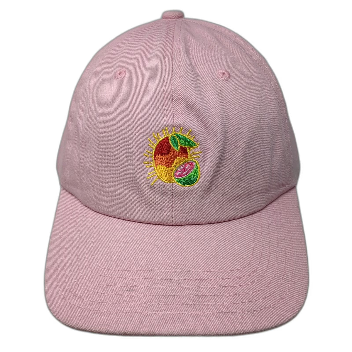 Solely Baseball Cap Pink One Size Embroidered Mango Fruit Cotton Slideback Hat