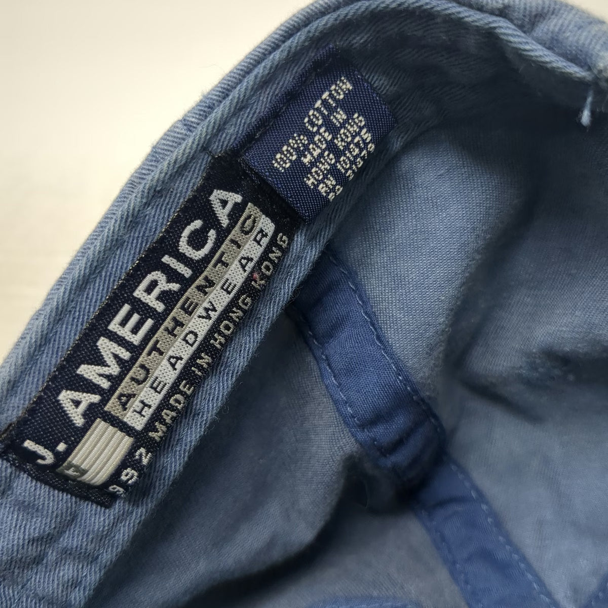 J. America Baseball Cap Blue One Size Block Island BI Patch Cotton Strapback Hat