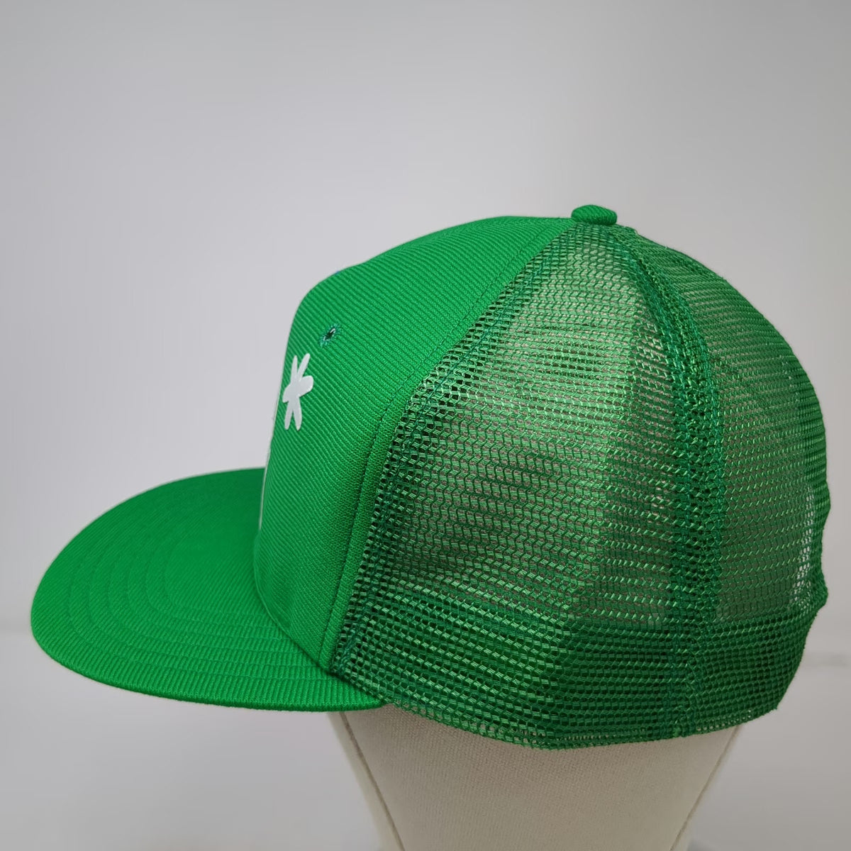 DeLONG Trucker Hat Green L Snapback Mesh G Logo Asterisk Flower USA Made