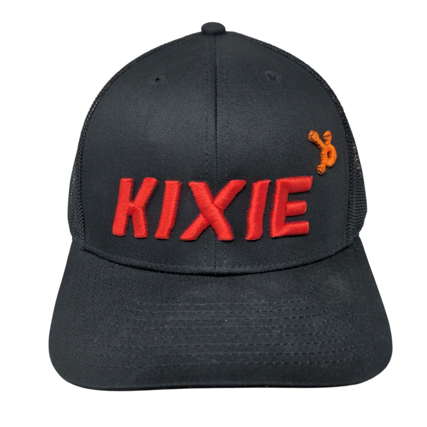 Kixie Snapback Mesh Back Trucker Hat Black One Size Embroidered Lids