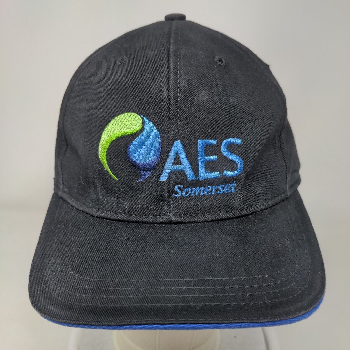 AES Somerset Slideback Hat Black OSFA Embroidered Logo Adjustable