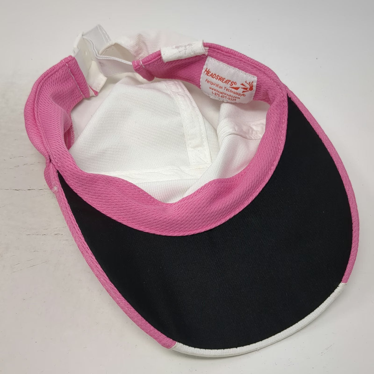 Headsweats 5 Panel White One Size Strapback Running Performance Mesh Pink Hat