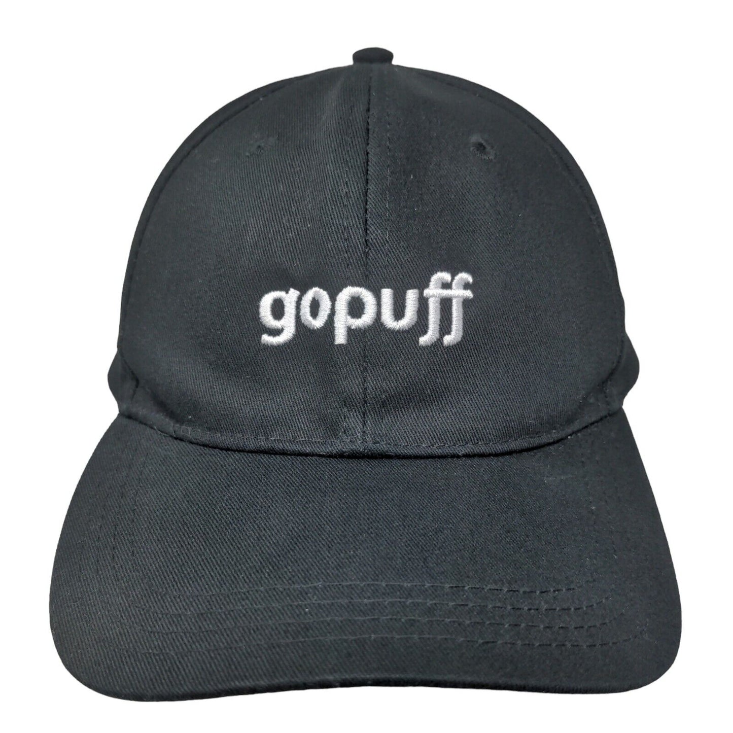 Go Puff Slideback Hat Black One Size Adjustable Embroidered Vented Holes