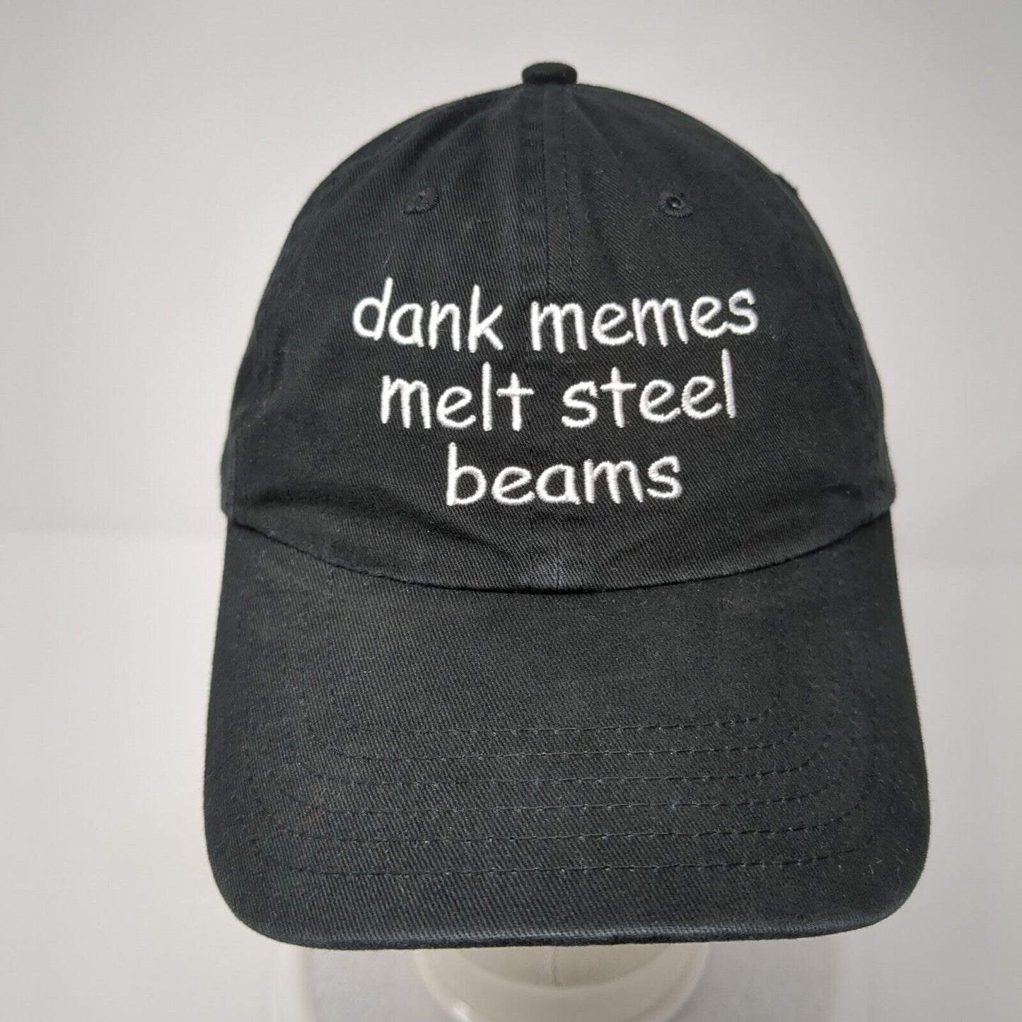 Dank Memes Melt Steel Beams Slideback Hat Black One Size Embroidered