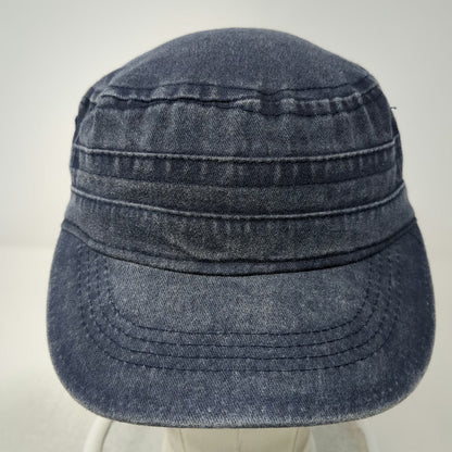 Army Cap Blue One Size Faded Denim Adjustable Slideback Military Style Cadet Hat