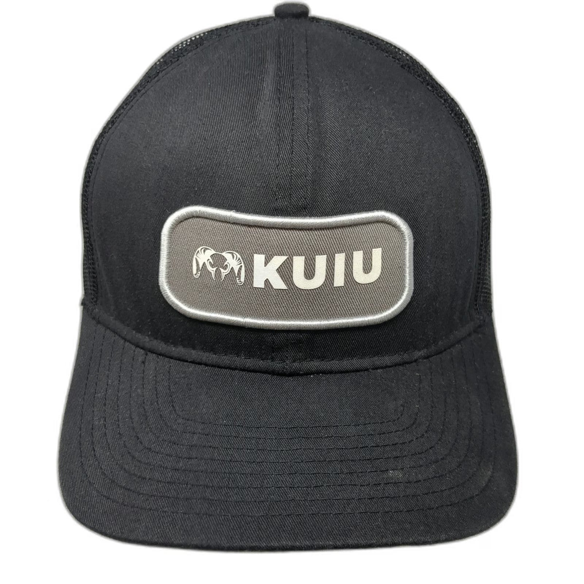 KUIU Trucker Hat Black One Size Mesh Back Snapback Ram Logo Patch Hunting Cap