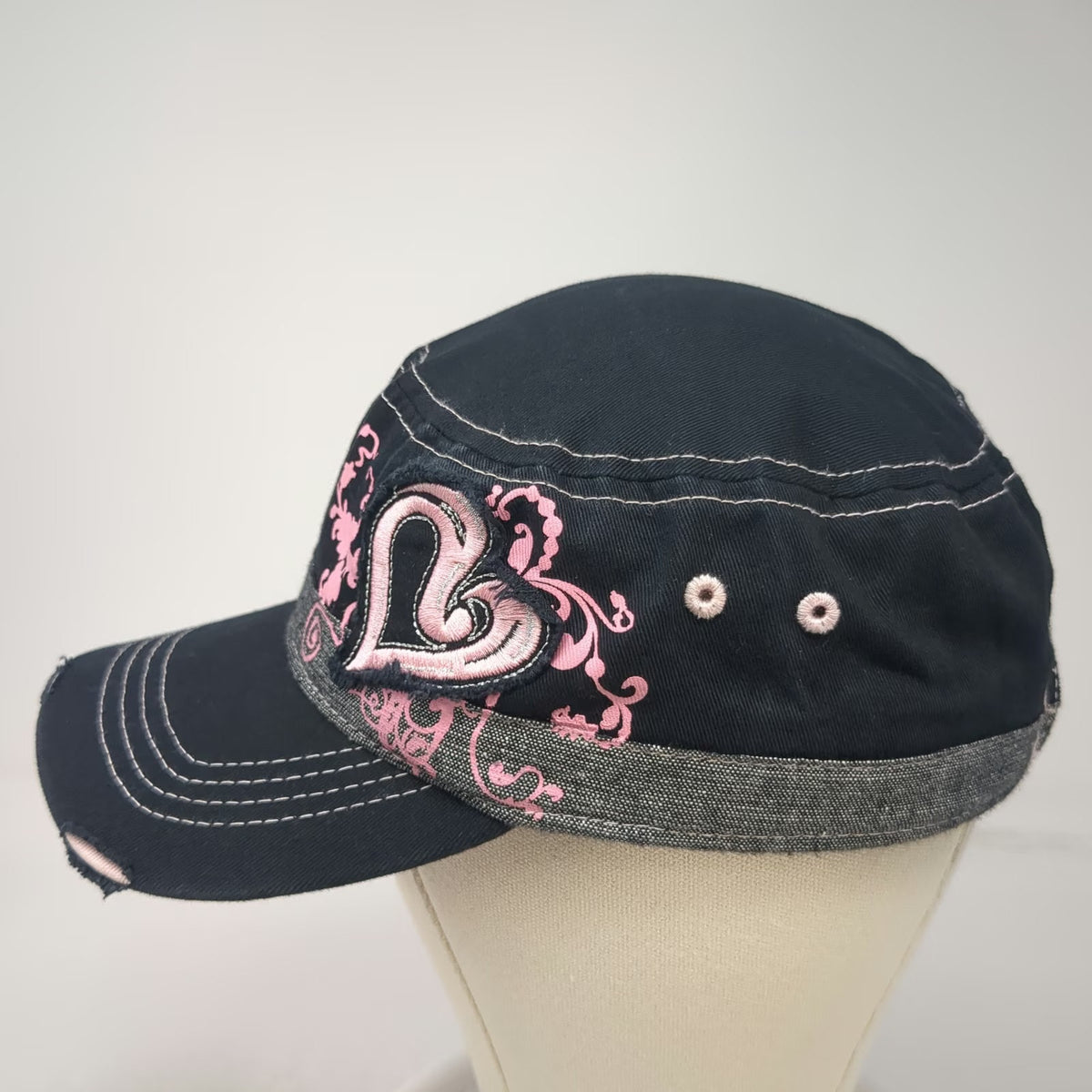 Main Gate NHRA Army Cap Black One Size Distressed Heart National Hot Rod Assoc