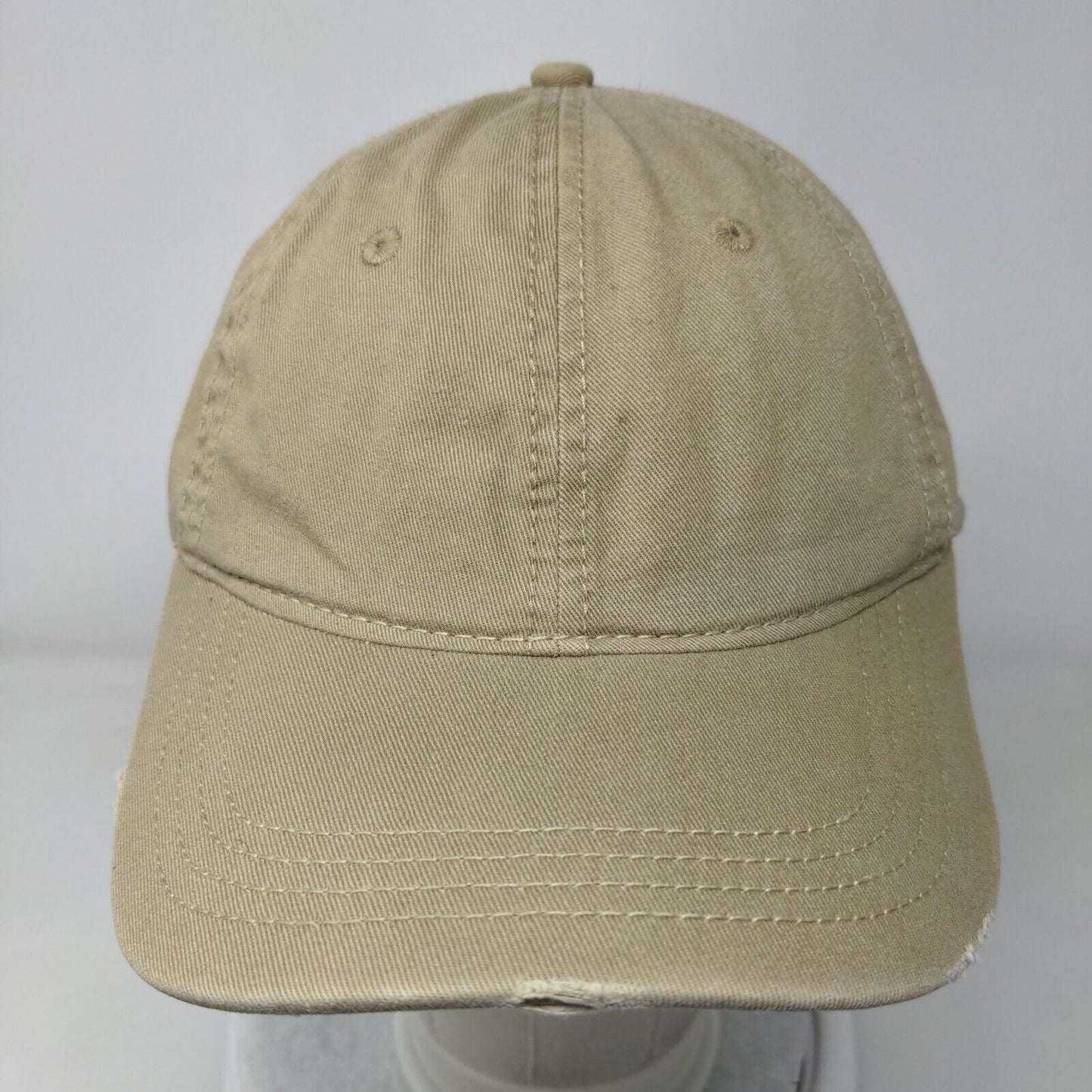 Unbranded Slideback Hat Tan One Size Adjustable Vented Holes 6 Panel Blank