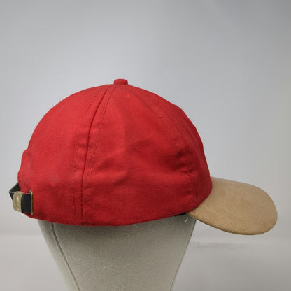 Imperial Baseball Cap Red Suede Bill Leather Strapback Sun Valley Hat Vintage