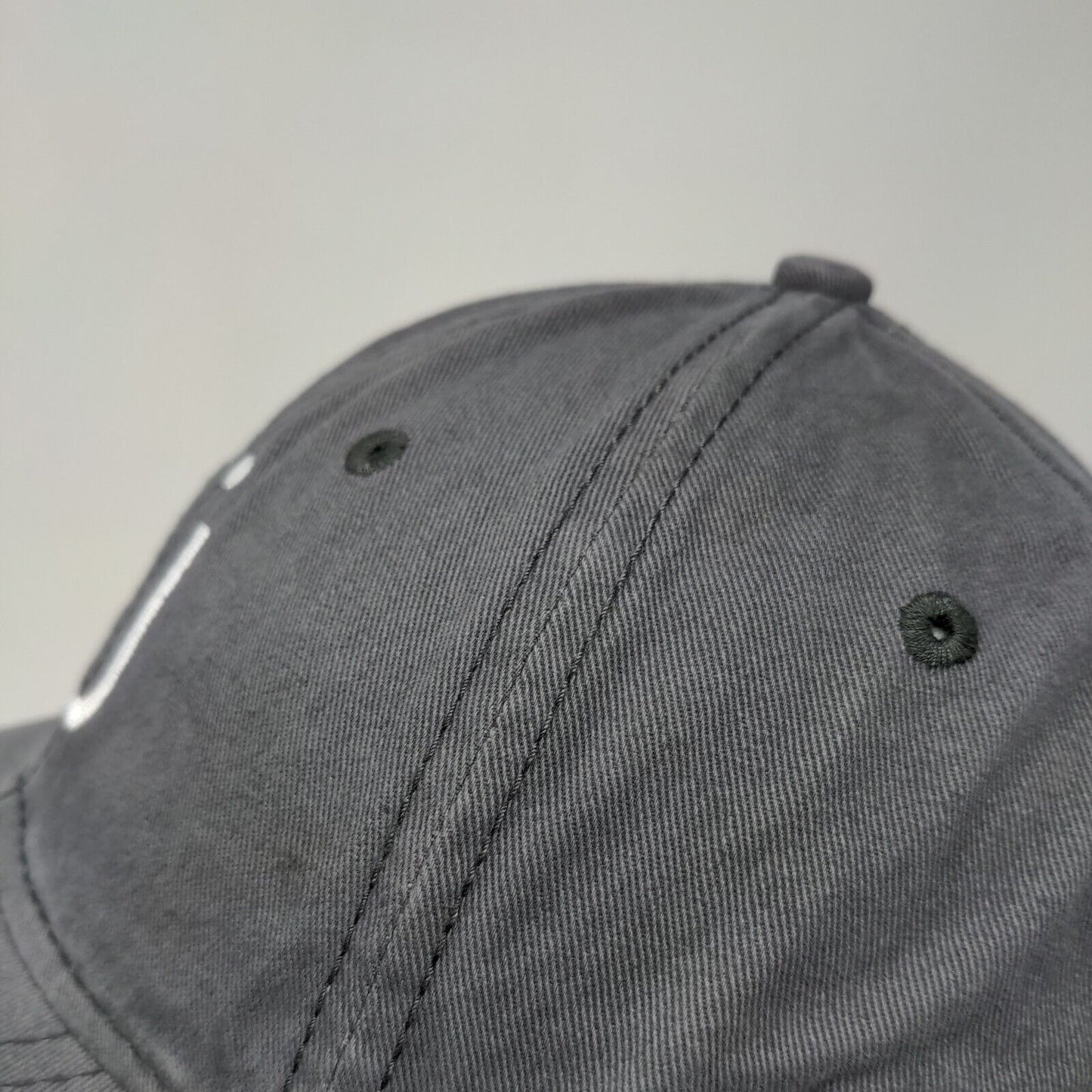Ü Slideback Hat Gray One Size Adjustable Embroidered Vented Holes Sportsman