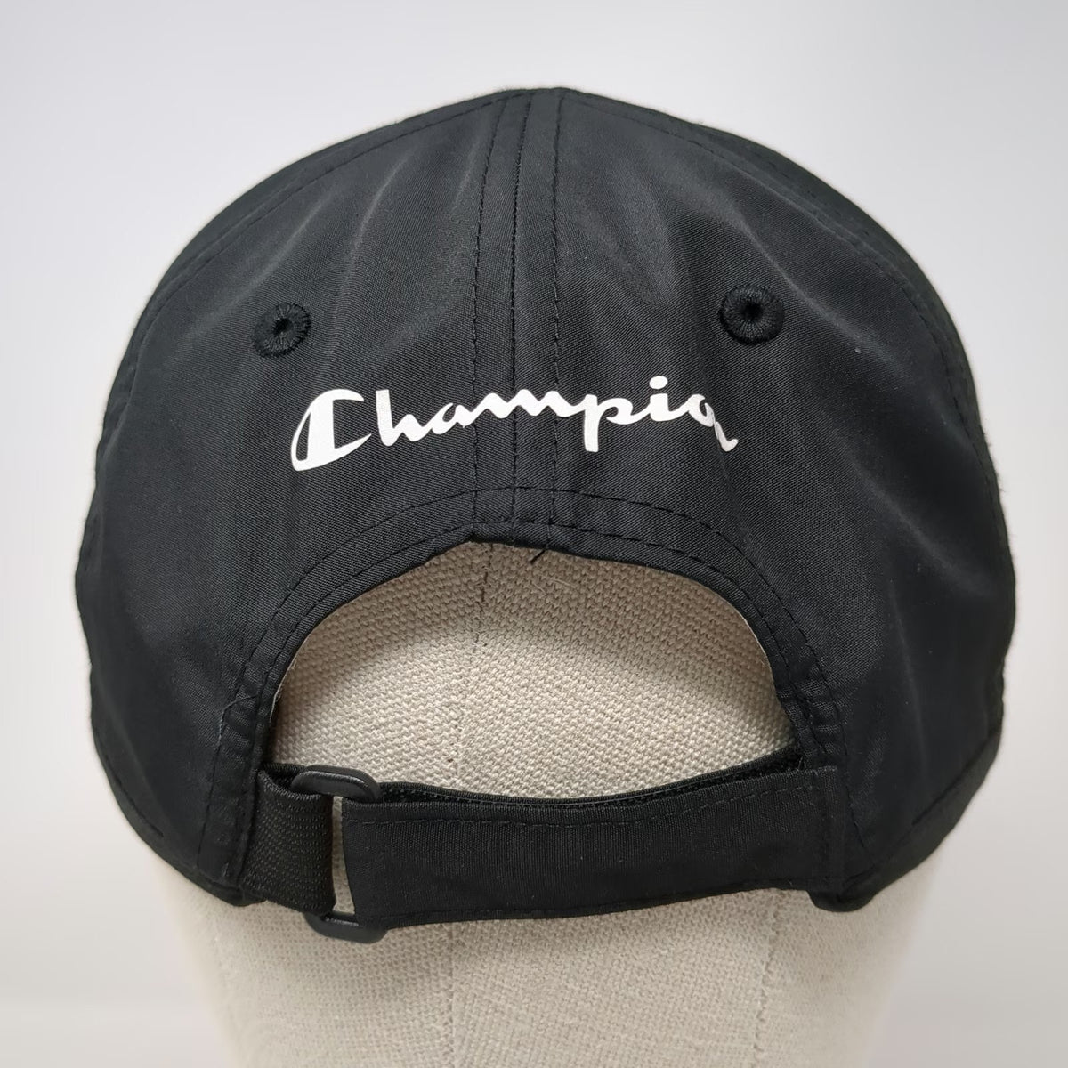 Champion Baseball Cap Black One Size Adjustable Strapback Embroidered Logo hat