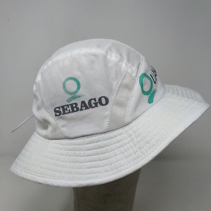 Sebago Men's Wide Brim Sun Hat White Size OS Graphic Quantum Logo Polyester