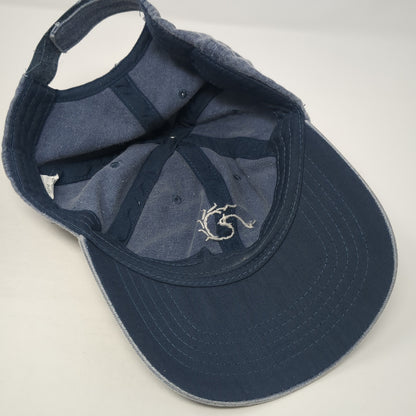 Wave Strapback Baseball Cap Blue One Size Adjustable Embroidered 6 Panel Denim