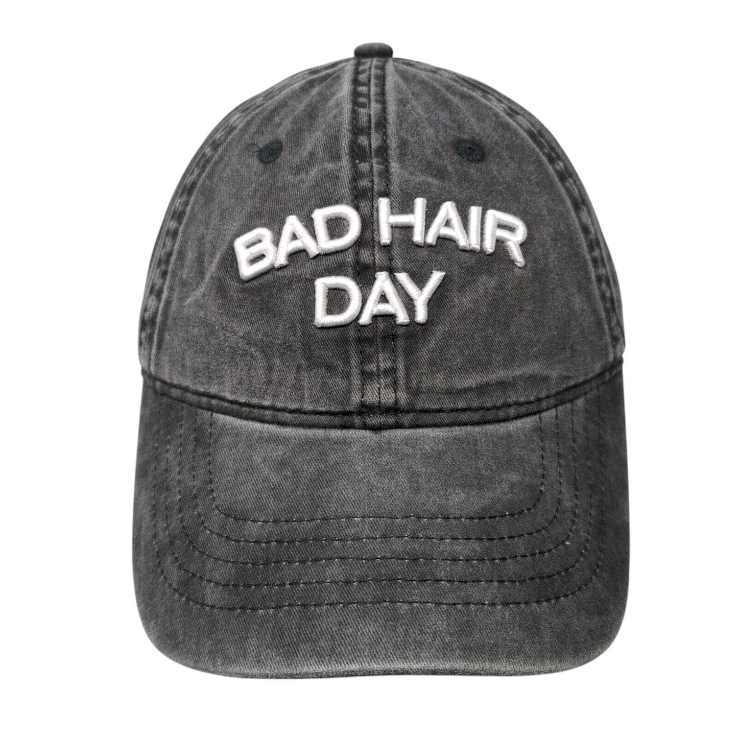 Bad Hair Day Slideback Hat Black One Size Adjustable Embroidered Vented Holes