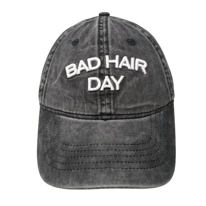 Bad Hair Day Slideback Hat Black One Size Adjustable Embroidered Vented Holes