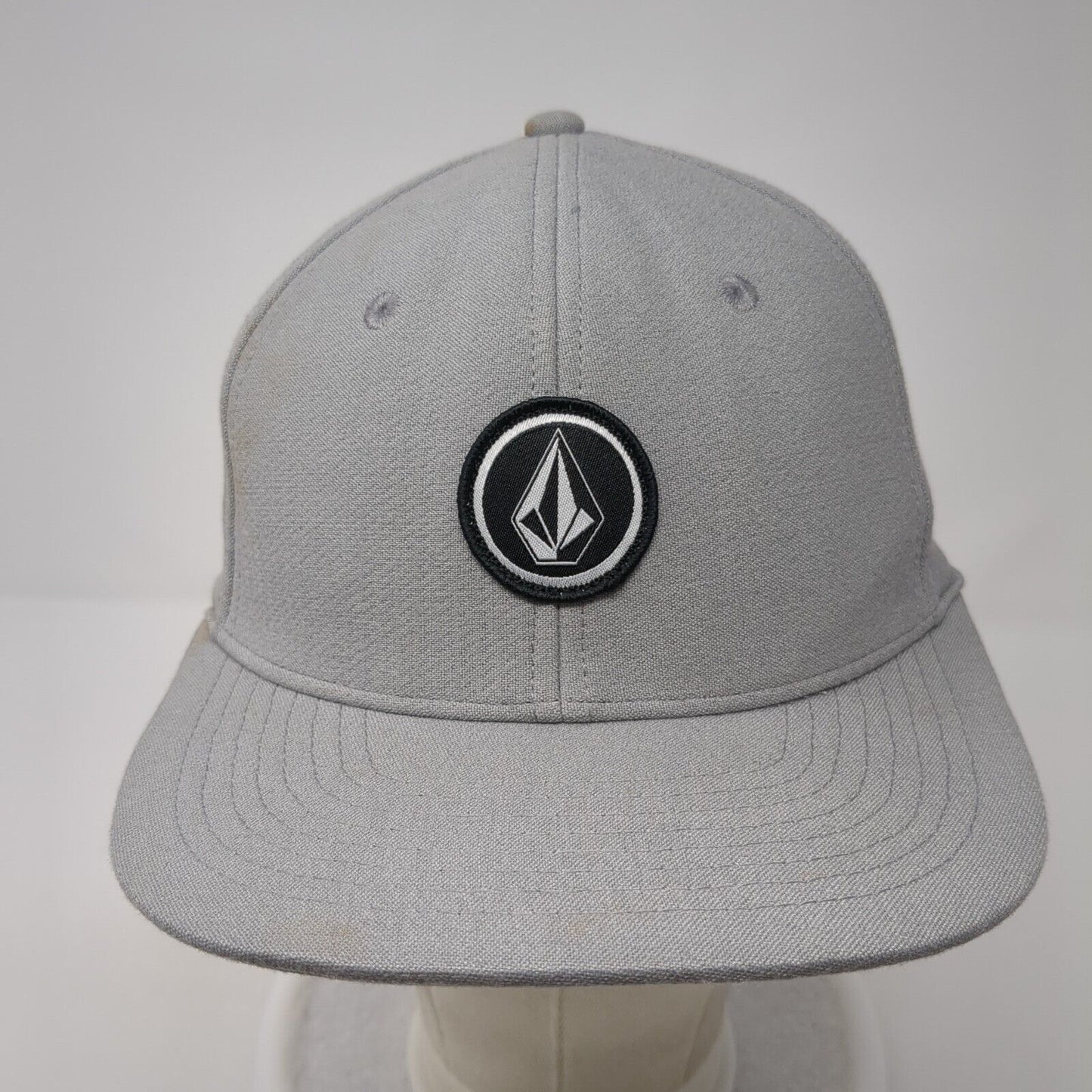 Volcom Fitted Hat Gray One Size Adjustable Patch Logo Vented Holes 6 Panel