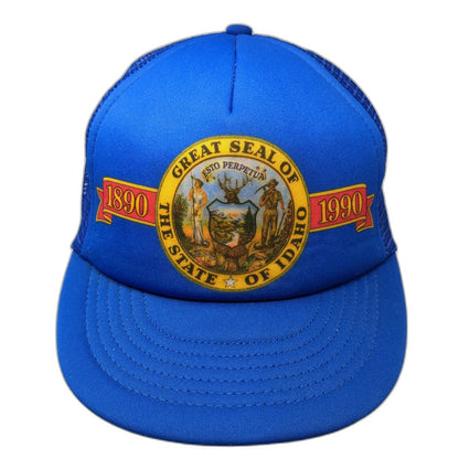 COPEA Inc. Trucker Hat Blue One Size Idaho State Seal Centennial 1890-1990