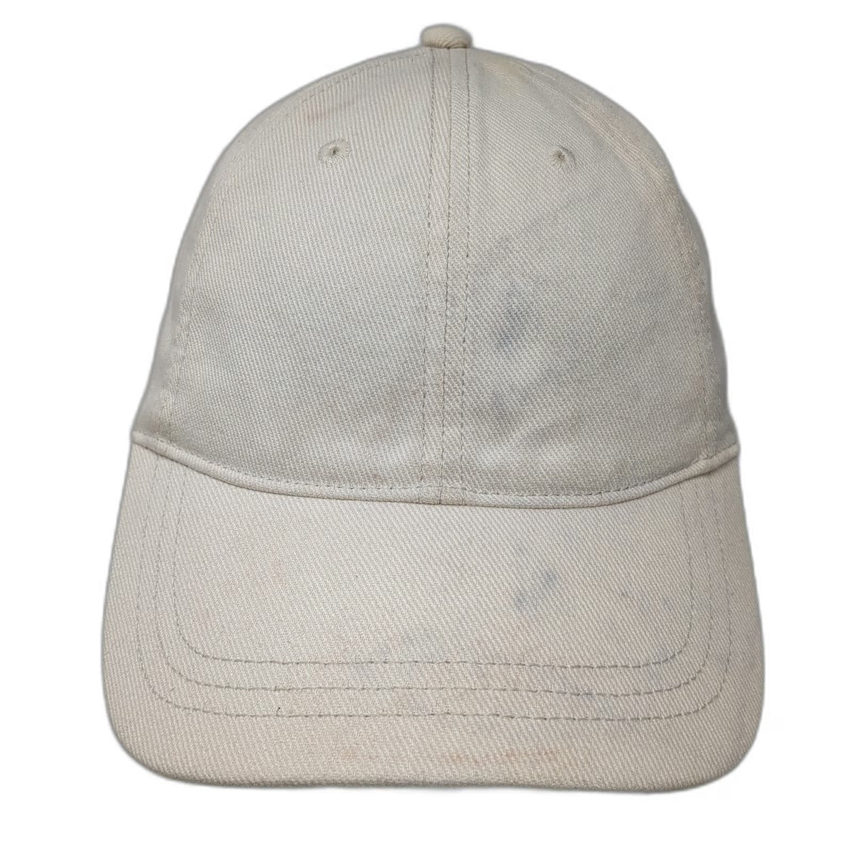 J. Crew Baseball Cap Beige One Size Leather Strapback Brass Buckle Cotton Hat