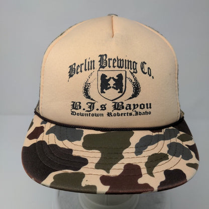 Berlin Brewing Co. Downtown Roberts Idaho Trucker Hat Camouflage Reg Size Rope