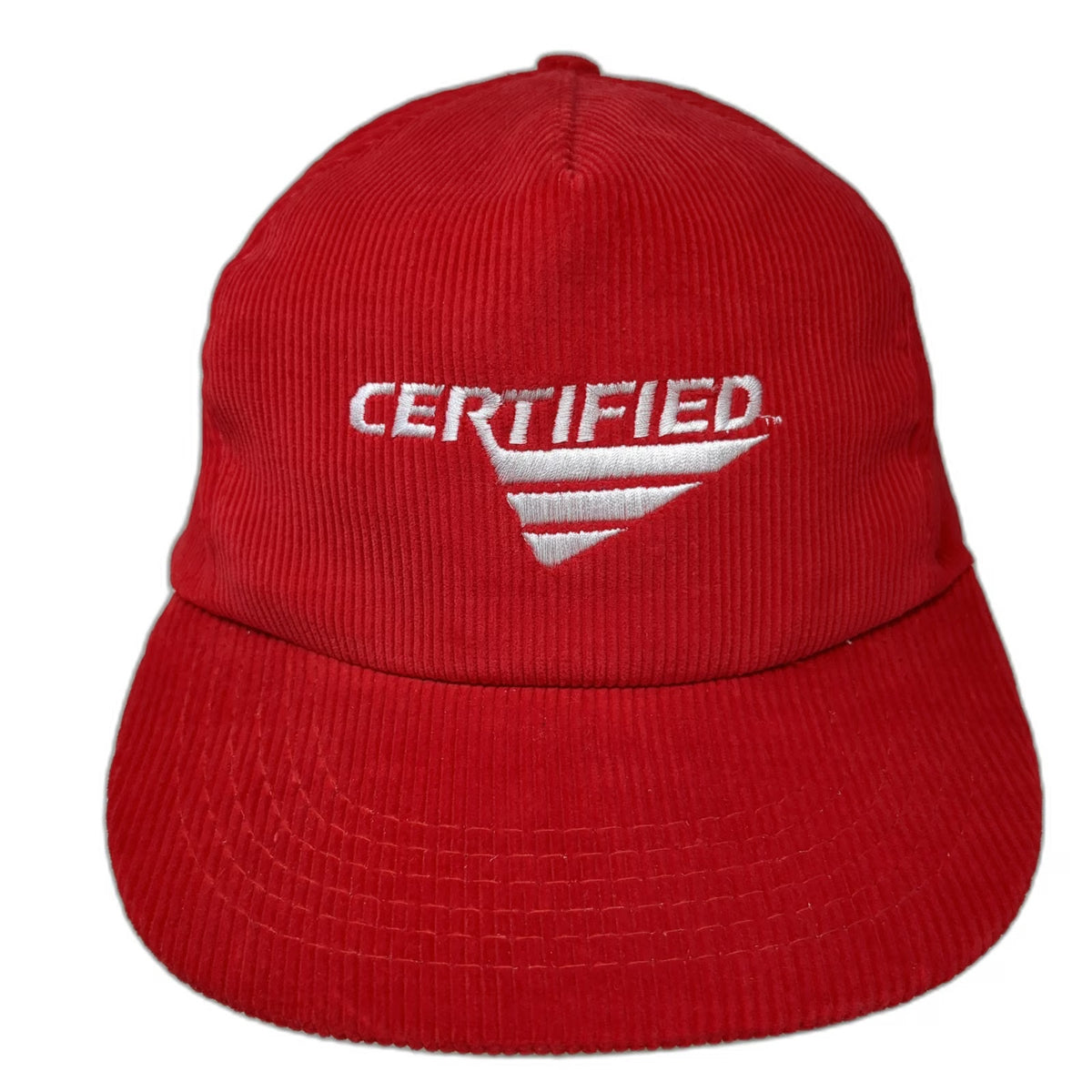 Trucker Red One Size Corduroy Snapback Hat Certified Graphic Embroidered Logo