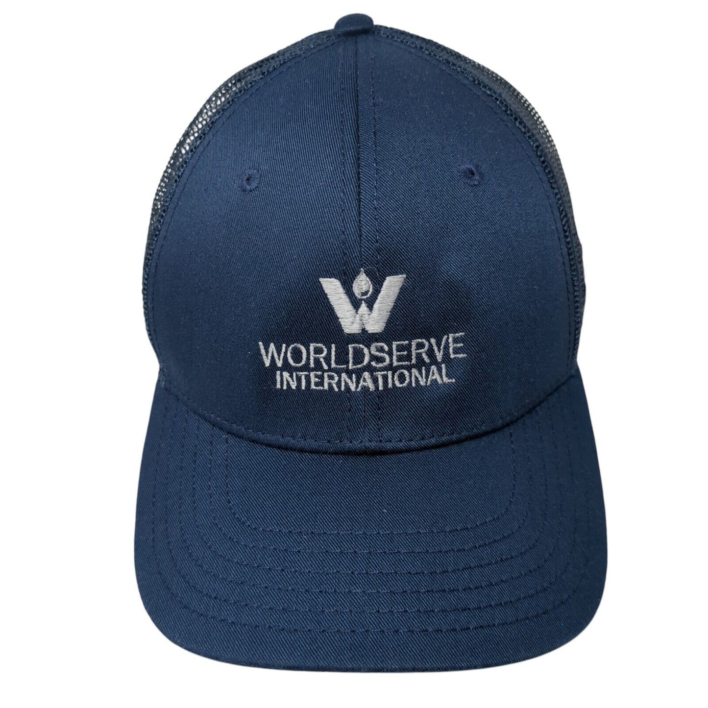 Worldserve International Snapback Trucker Hat Blue OS Adjustable Mesh Linksoul
