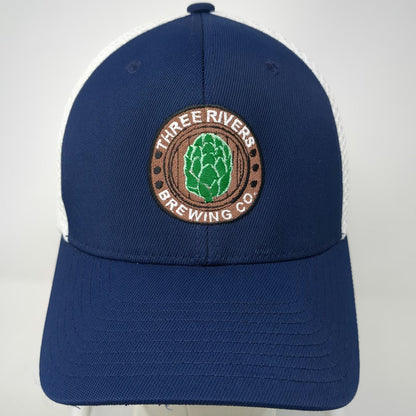 Flexfit Baseball Cap Blue XL Mesh Back Three Rivers Brewing Co Brewery Hop Hat