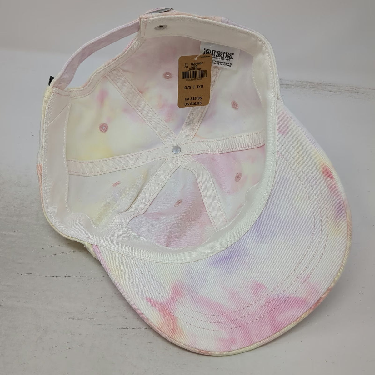 PINK Victoria's Secret Baseball Cap Pink One Size Tie-Dye Script Logo Hat