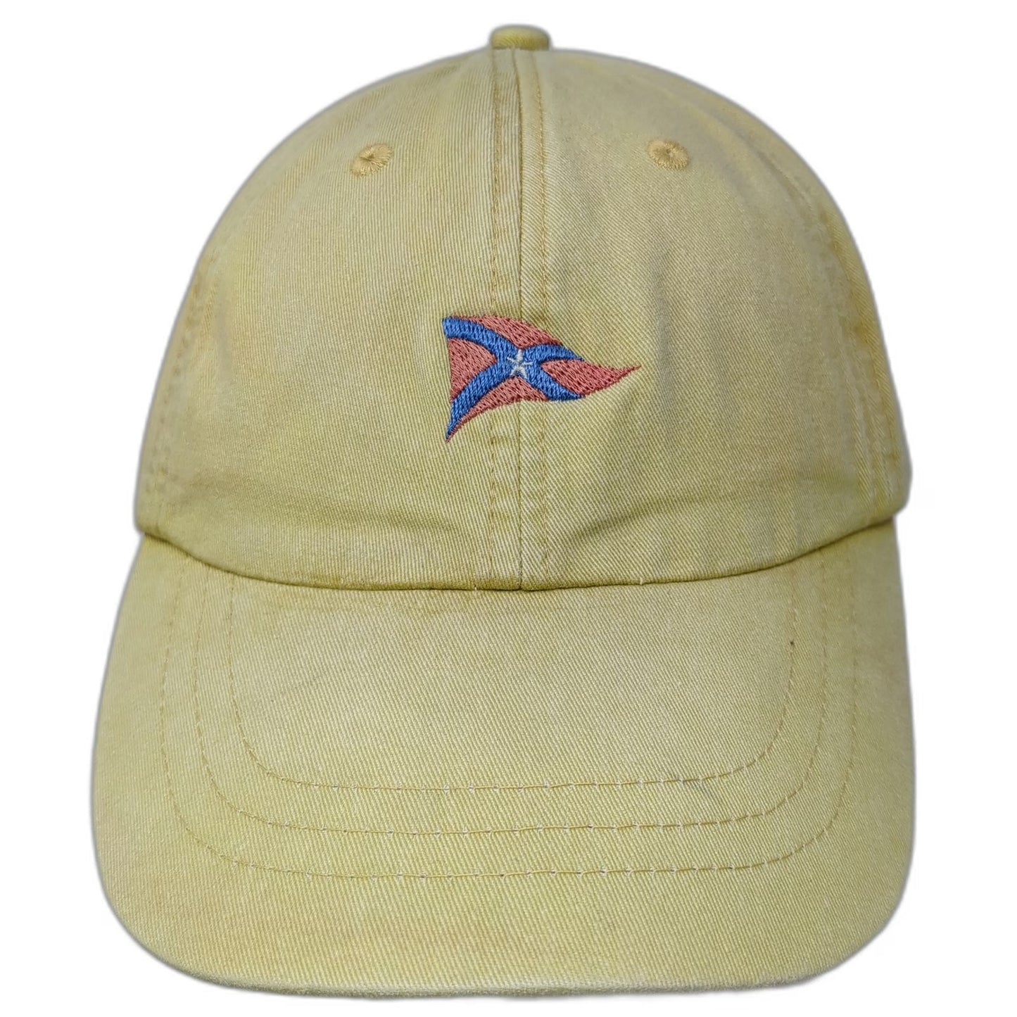 Adams Baseball Cap Yellow One Size Leather Strapback Nautical Burgee Flag Hat