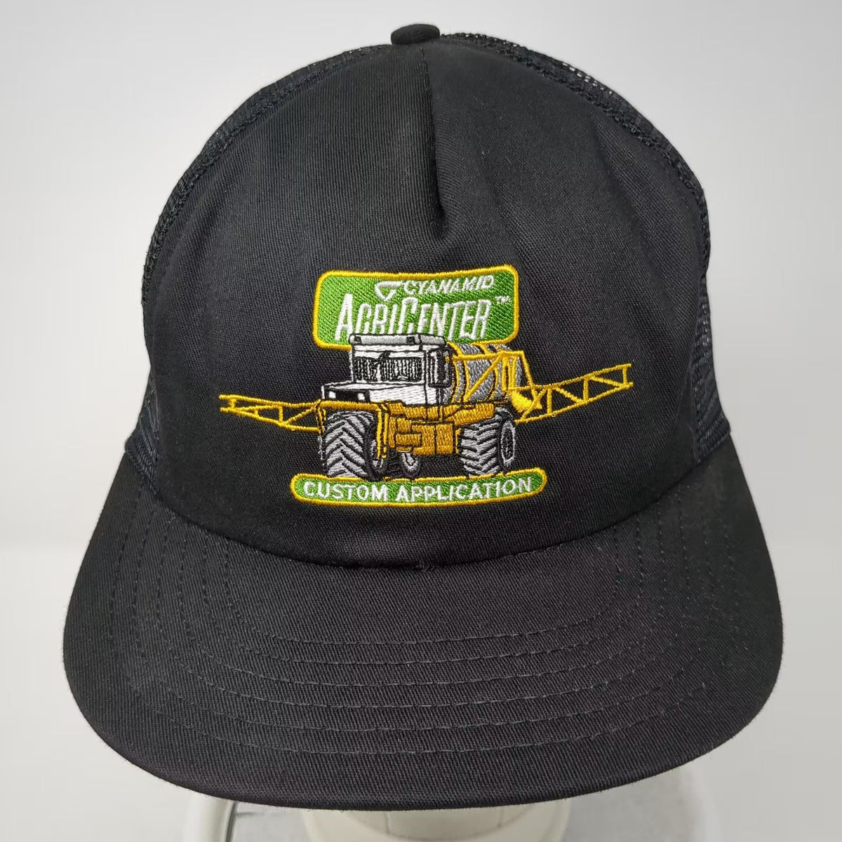 Cyanamid AgriCenter Custom Application Trucker Hat Black Snapback USA Vintage