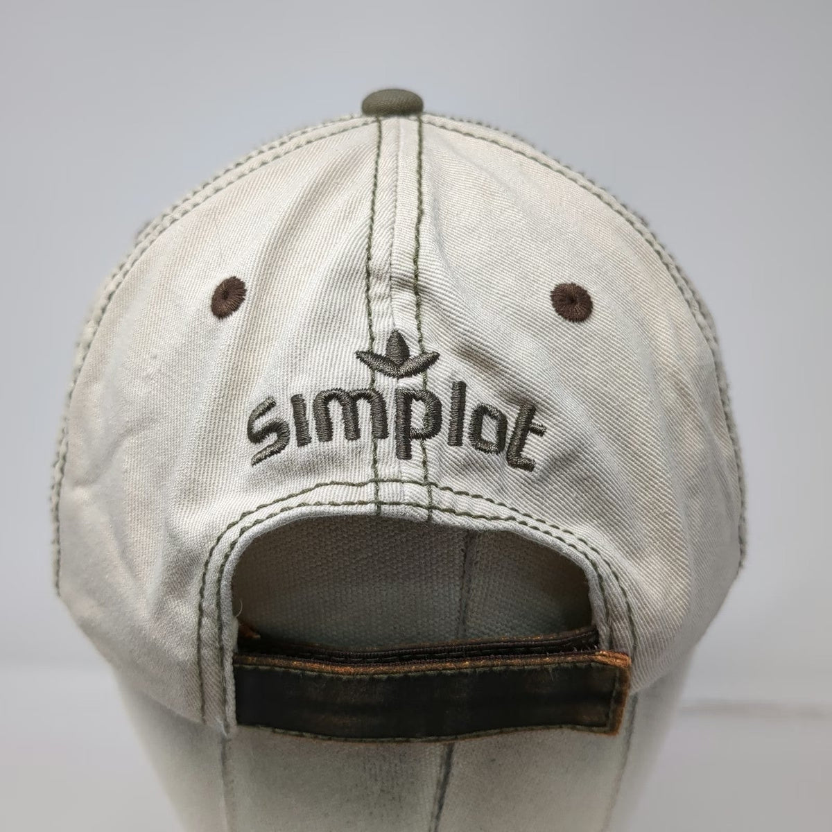 K-Products Simplot Baseball Cap Gray Brown One Size Contrast Stitching Hat