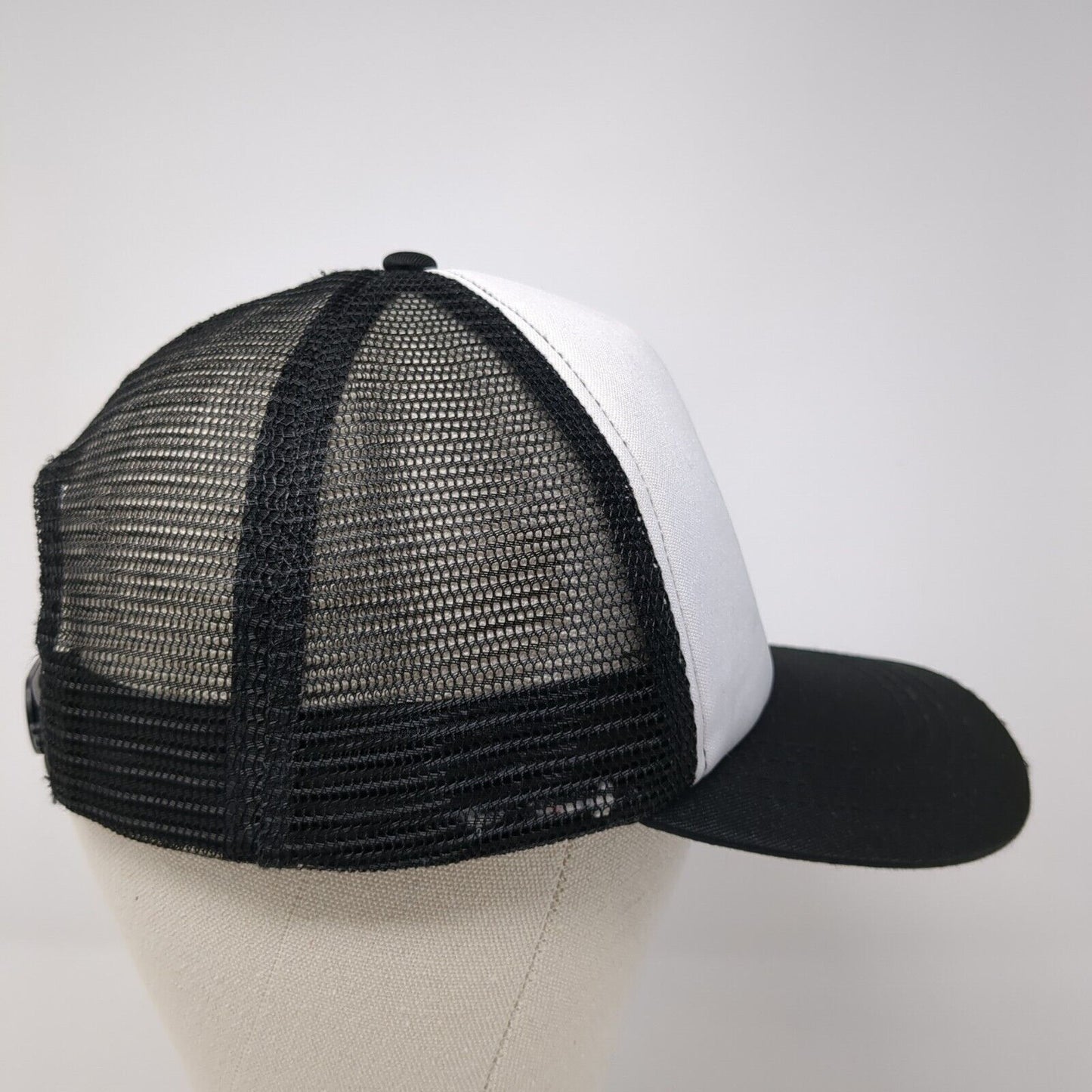 Smiley Face Snapback Mesh Back Trucker Hat Black One Size Embroidered