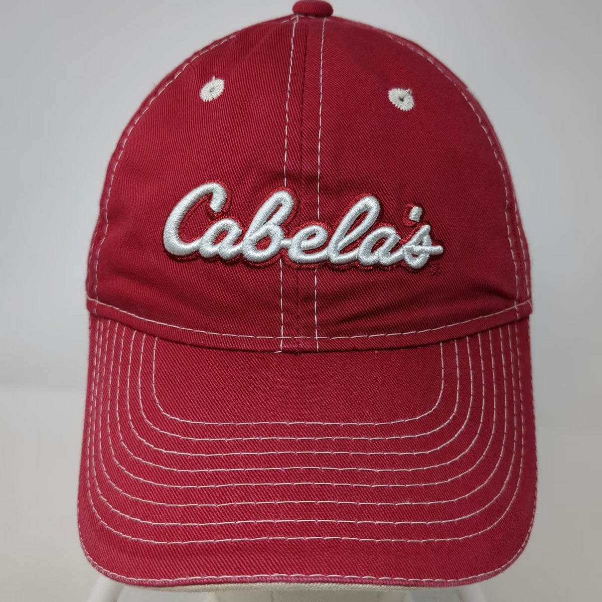 Cabela's Baseball Cap Red One Size World's Foremost Outfitter Slideback Hat