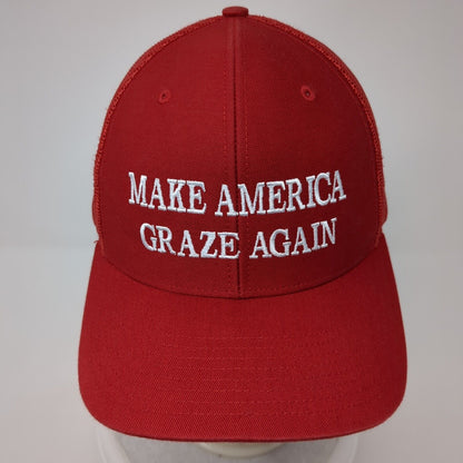 Make America Graze Again Snapback Trucker Hat Red One Size Mesh Back Richardson