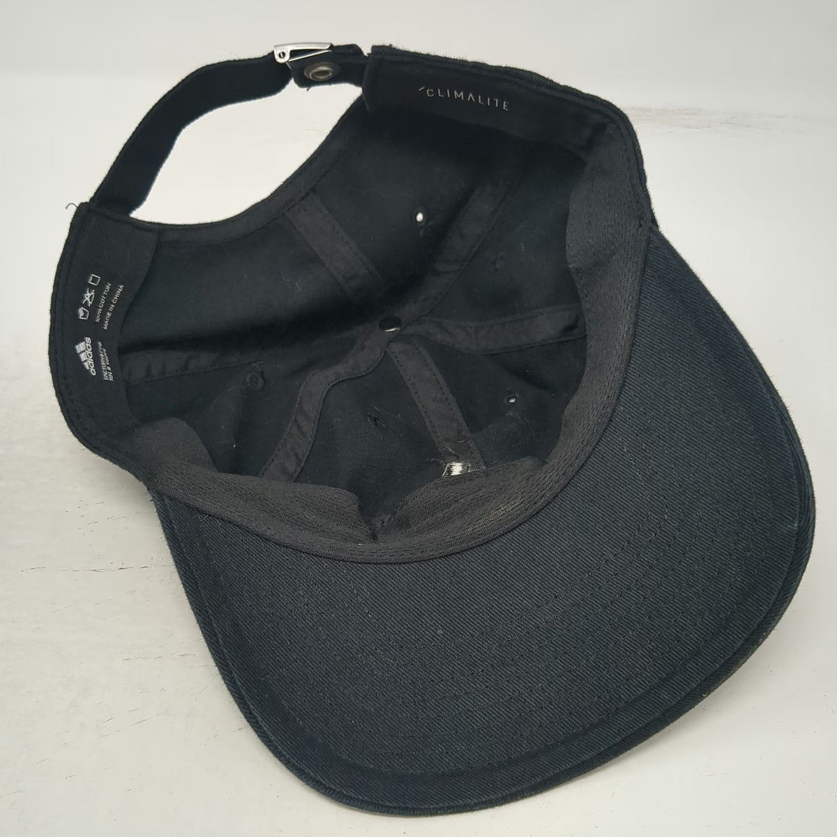 Adidas Baseball Cap Black OSFM Cotton Tonal Logo Climalite Slideback Strap Hat