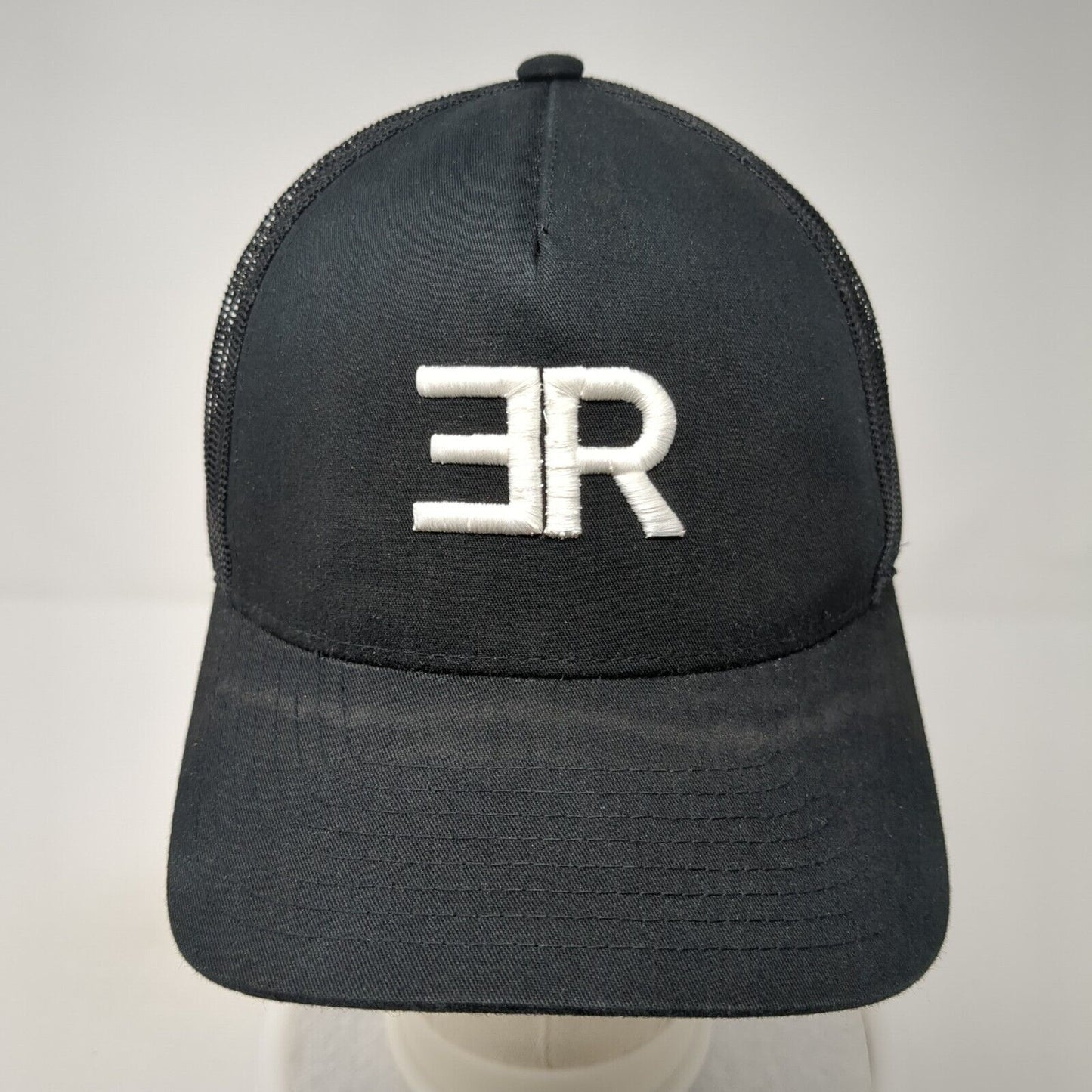 ER Snapback Trucker Hat Black One Size Adjustable Embroidered Classics Yupoong