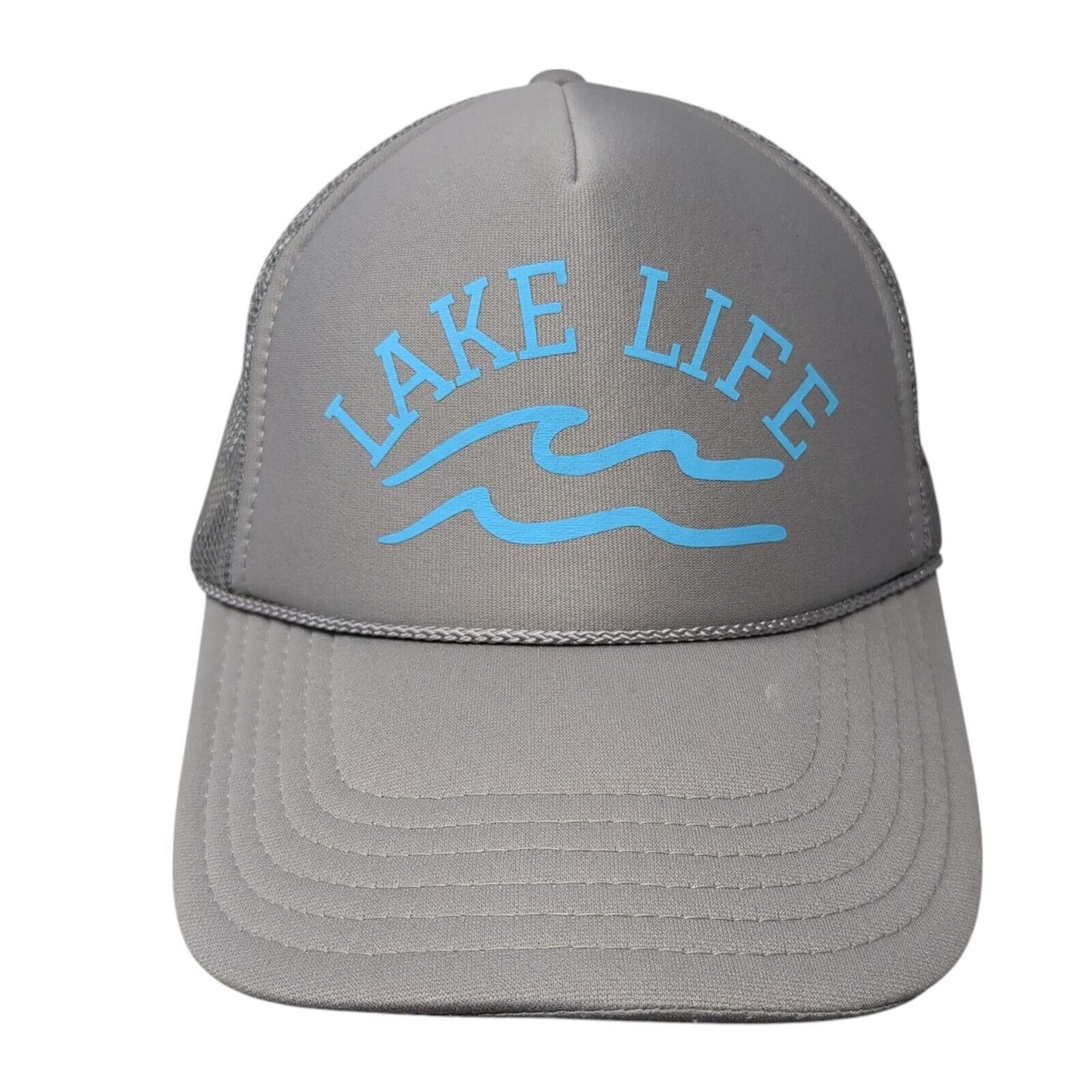 Lake Life Snapback Mesh Back Rope Trucker Hat Gray One Size Solid Otto