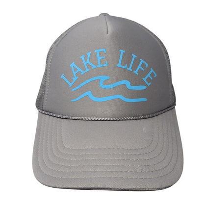 Lake Life Snapback Mesh Back Rope Trucker Hat Gray One Size Solid Otto