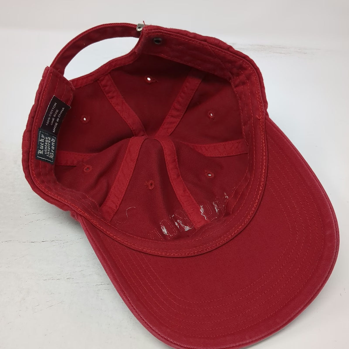 Lucky Brand Baseball Cap Red One Size Cotton Slideback 1957 Embroidery Hat
