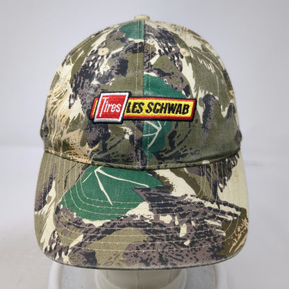 Go USA Baseball Cap Green One Size Camo Tires Les Schwab Logo Strapback Hat