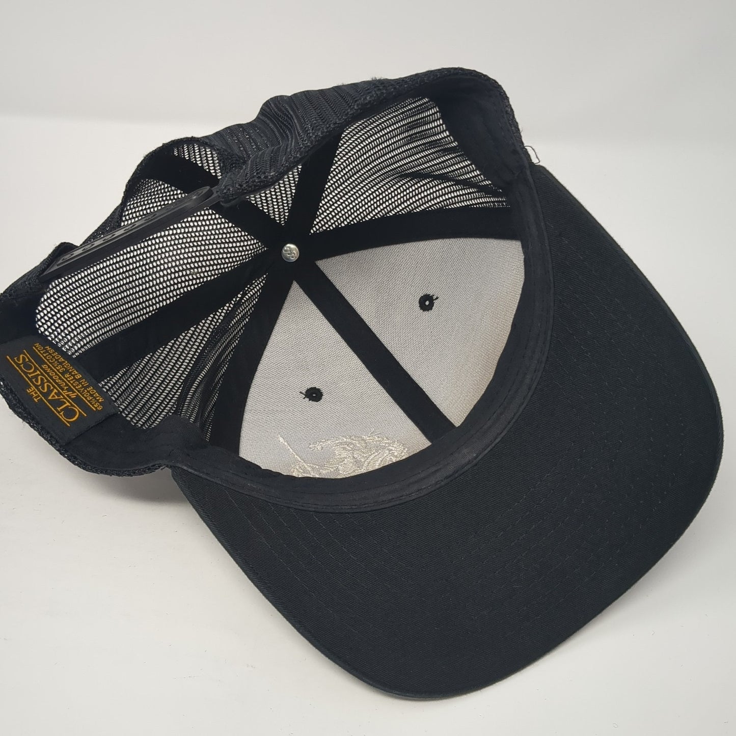 Trojan Laurel Snapback Trucker Hat Black One Size Adjustable Mesh Back Yupoong