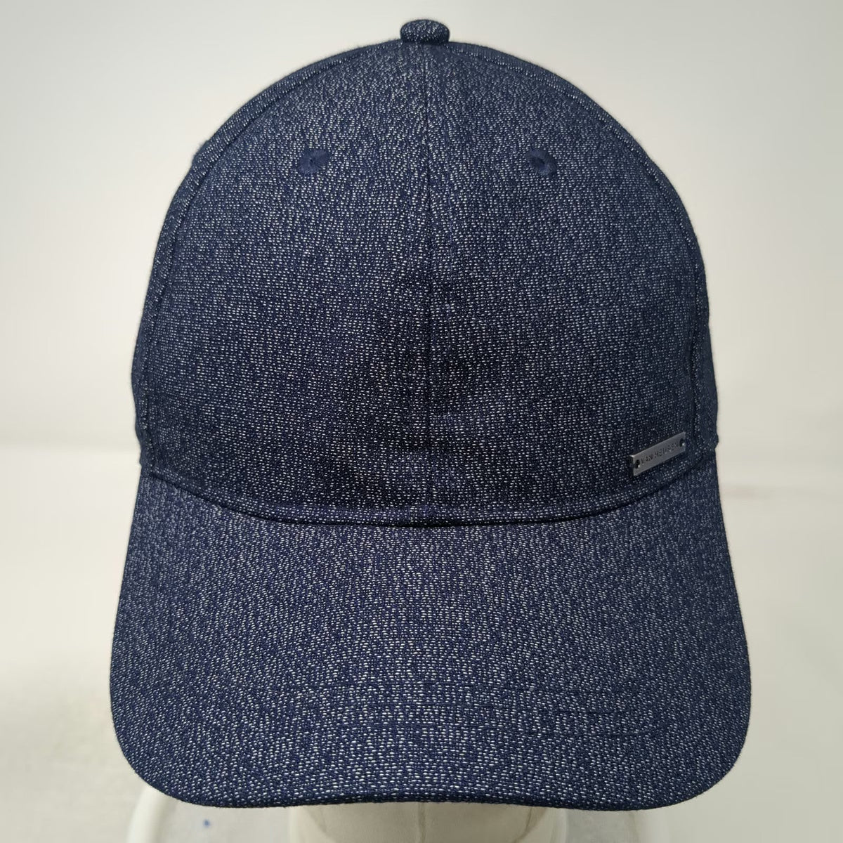 Van Heusen Baseball Cap Blue One Size Metal Logo Heathered Wool Blend Hat