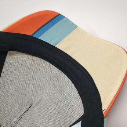 5 Panel Hat Beige Blue Orange Black One Size Abstract Pattern Dots Stripes