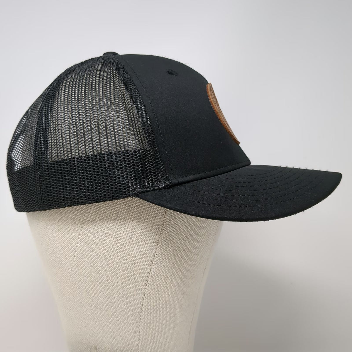 Shop Strange Trucker Hat Black One Size Leather Patch Monkey Logo Snapback