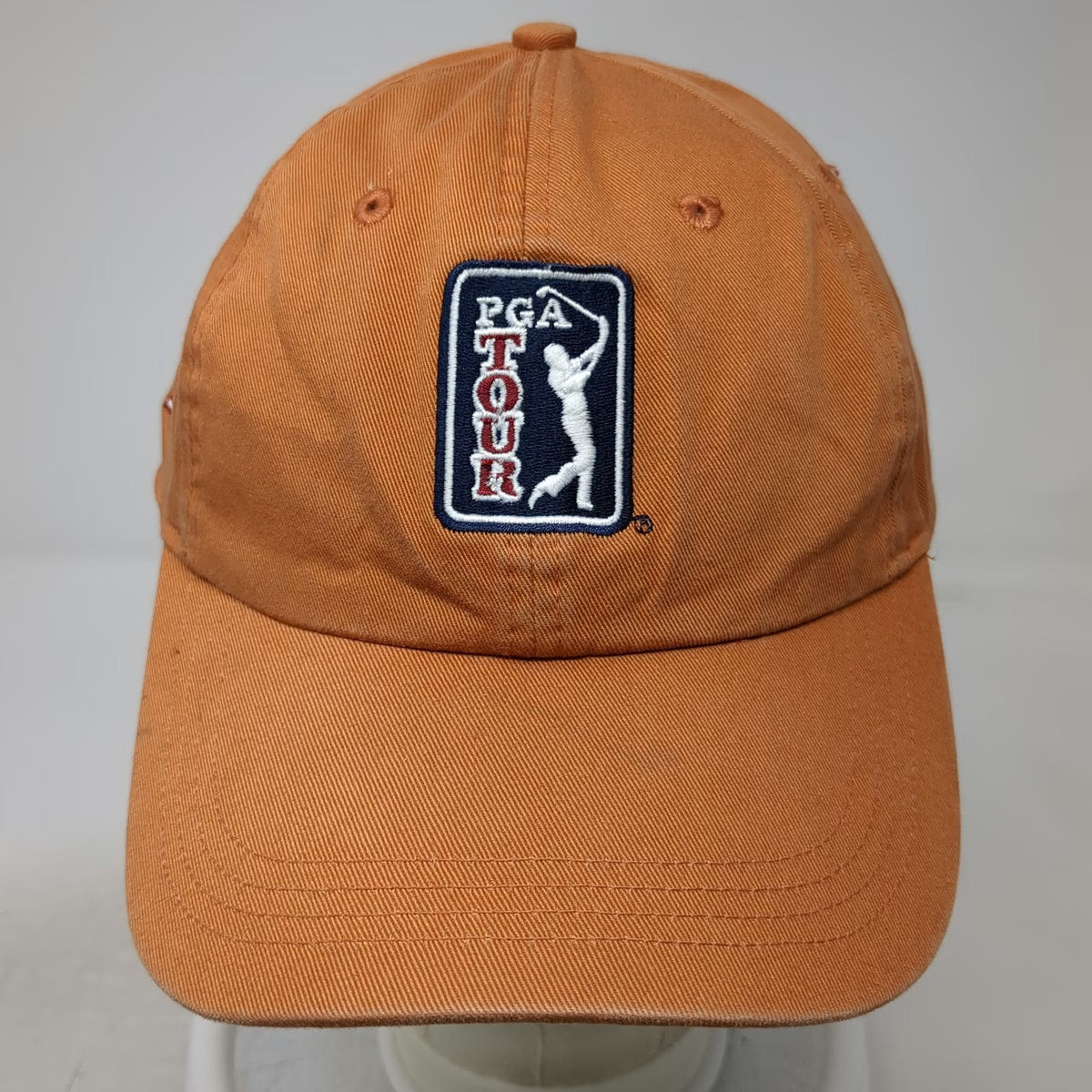 Ahead Baseball Cap Orange One Size PGA Tour Logo American Flag Embroidered Hat